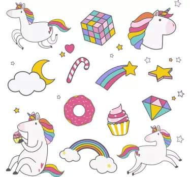 Unicorn and rainbow sets Childrens Bedroom Wall decal - TenStickers
