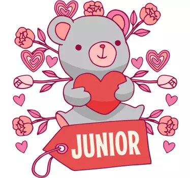Cute Heartfelt Bear wall stickers for kid - TenStickers