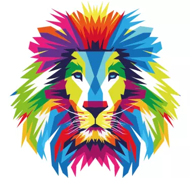 Multi-colored lion head wild animal sticker - TenStickers