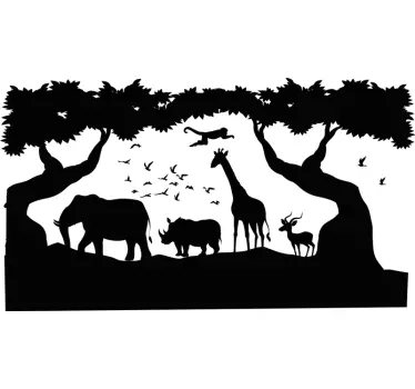 Savanna landscape with animals wild animal decal - TenStickers