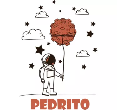Little Astronaut with name space decal - TenStickers