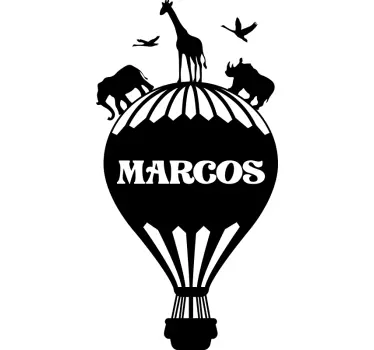Balloon with named jungle animals Childrens Bedroom Wall decal - TenStickers