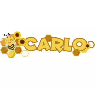 Flower with named bee Childrens Bedroom Wall decal - TenStickers