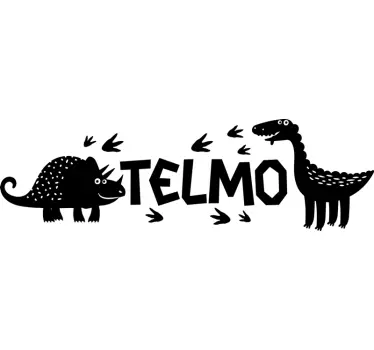 Happy dinossaur with name wall decal - TenStickers