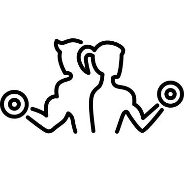 Man and woman with dumbbell wall decal - TenStickers