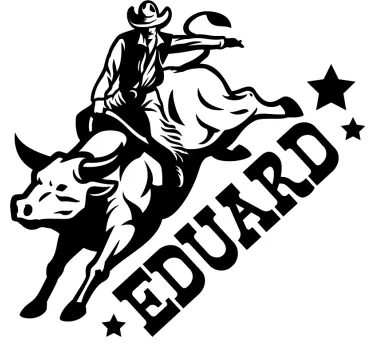 Personalized Cowboy Riding Bull football sticker - TenStickers