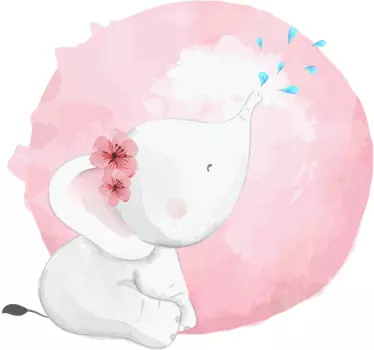 Elephant with Flowers wall stickers for kid - TenStickers