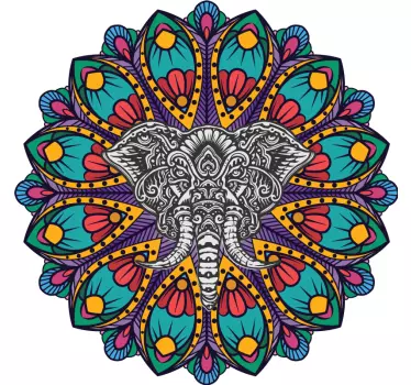 Colorful elephant mandala Abstract decal - TenStickers