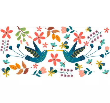 Colorful tenango plants and bird sticker - TenStickers