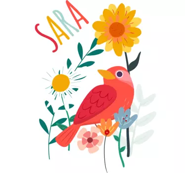 Colorful Bird Blooms wall sticker - TenStickers