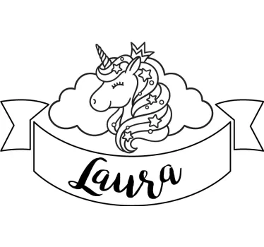 Happy unicorn with name  Custom Sticker - TenStickers