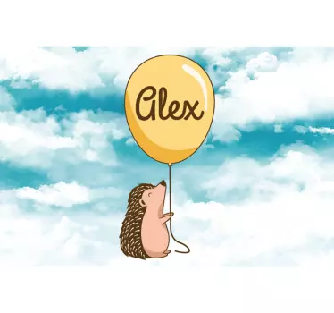 Hedgehog with air balloon laptop skin - TenStickers