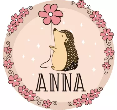 Hedgehog With Flowers farm animal wall sticker - TenStickers
