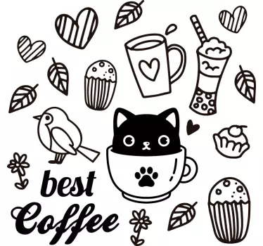 Cuisine wall sticker cute coffee animals - TenStickers