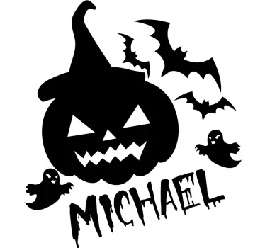 Personalized ghosts bats and pumpkins halloween wall sticker - TenStickers