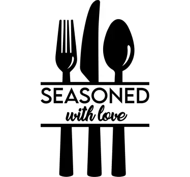 Seasoned with love cutlery sticker - TenStickers