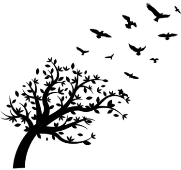 Birds flying over tree bird sticker - TenStickers