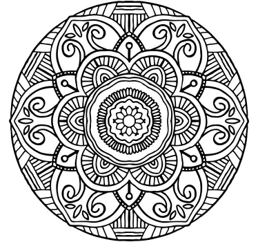 Mandala black and white bohemian floral wall decal - TenStickers