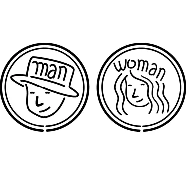 Woman man toilet sign glass door sticker - TenStickers