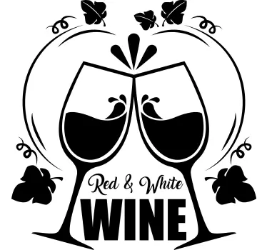 Red and white wine bar window sticker - TenStickers