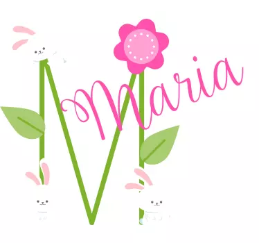 Personalized Flower and Bunny Design wall stickers for kid - TenStickers