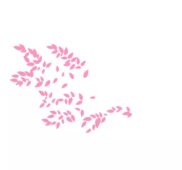 Tree with pink leaves and birds flying tree wall decal - TenStickers