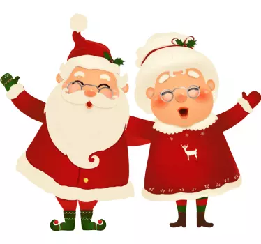 Santa Claus with wife christmas wall sticker - TenStickers