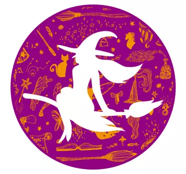 Whimsical Witch Riding fairy tale sticker - TenStickers