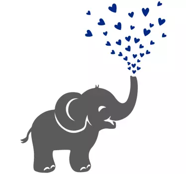 Elephant spraying hearts wild animal sticker - TenStickers