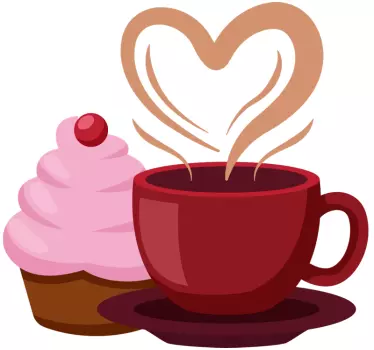 Cuisine wall sticker cupcake coffee love - TenStickers