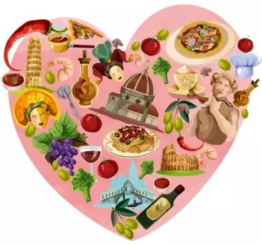 Italian Culinary Heart cuisine wall sticker - TenStickers