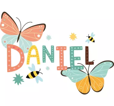 Nursery wall sticker customized name butterflies - TenStickers