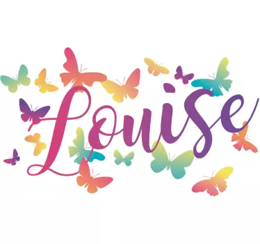 Gradient Butterflies with name Custom Sticker - TenStickers