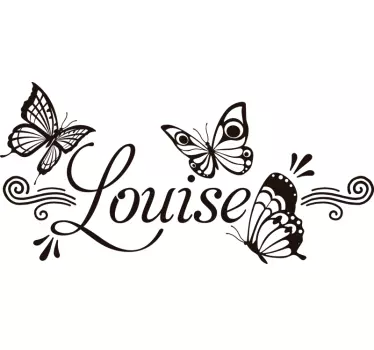 Personalised name with butterfly wall sticker - TenStickers