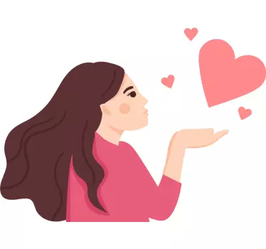 Woman blowing hearts people decals - TenStickers