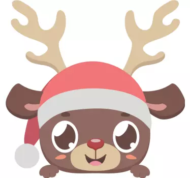 Peeking reindeer christmas wall sticker - TenStickers