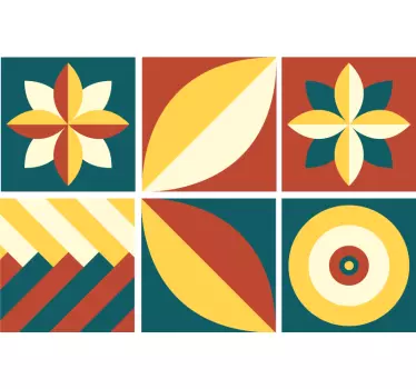 Green and orange pattern tile  transfer - TenStickers