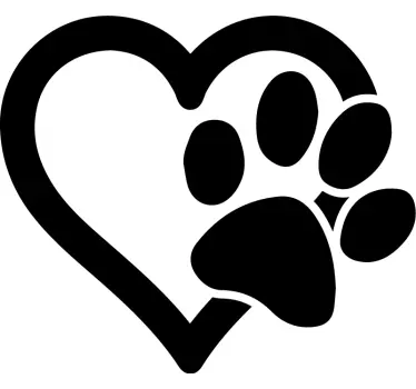 Heart with paw pet decals - TenStickers