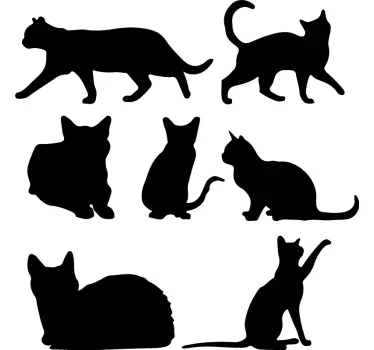 7 cat silhouettes dog decal - TenStickers