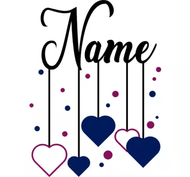Name with hearts falling Kids Bedroom Wall Sticker - TenStickers