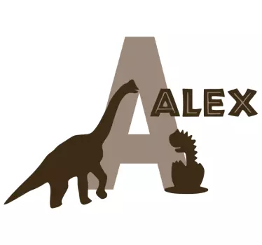 Initial with Dinosaurs dragon wall sticker - TenStickers