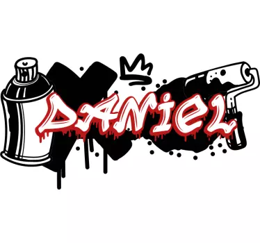 Custom names graffiti spray can urban wall sticker for kids - TenStickers