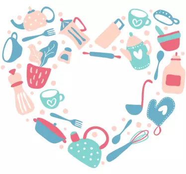 Heart Shaped Utensils cuisine wall sticker - TenStickers