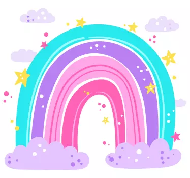 Rainbow with stars  illustration wall art decal - TenStickers