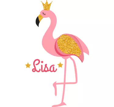 Flamingo with name bird sticker - TenStickers