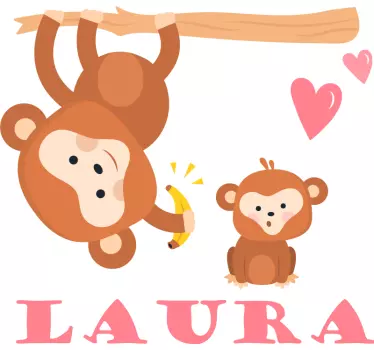 Playful Monkey Duo wall stickers for kid - TenStickers