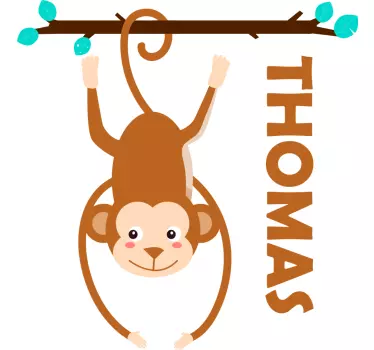 Monkey on tree with name  Custom Sticker - TenStickers