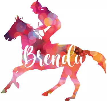 Horse rider with name custom sticker - TenStickers