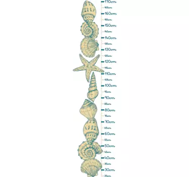 Hand draw seashells and starfish  height chart sticker - TenStickers