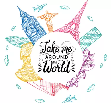 Gems around the globe vintage travel decal - TenStickers